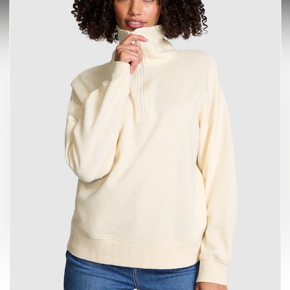 Pink Victoria’s Secret Ivy Fleece Half-Zip Sweatshirt Size M